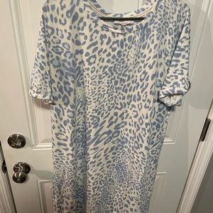 Blue and white leopard dress